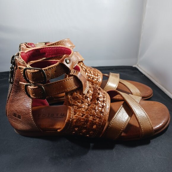 Bed|Stu Gladiator Brown Leather Sandal's Size 7 - Picture 4 of 11